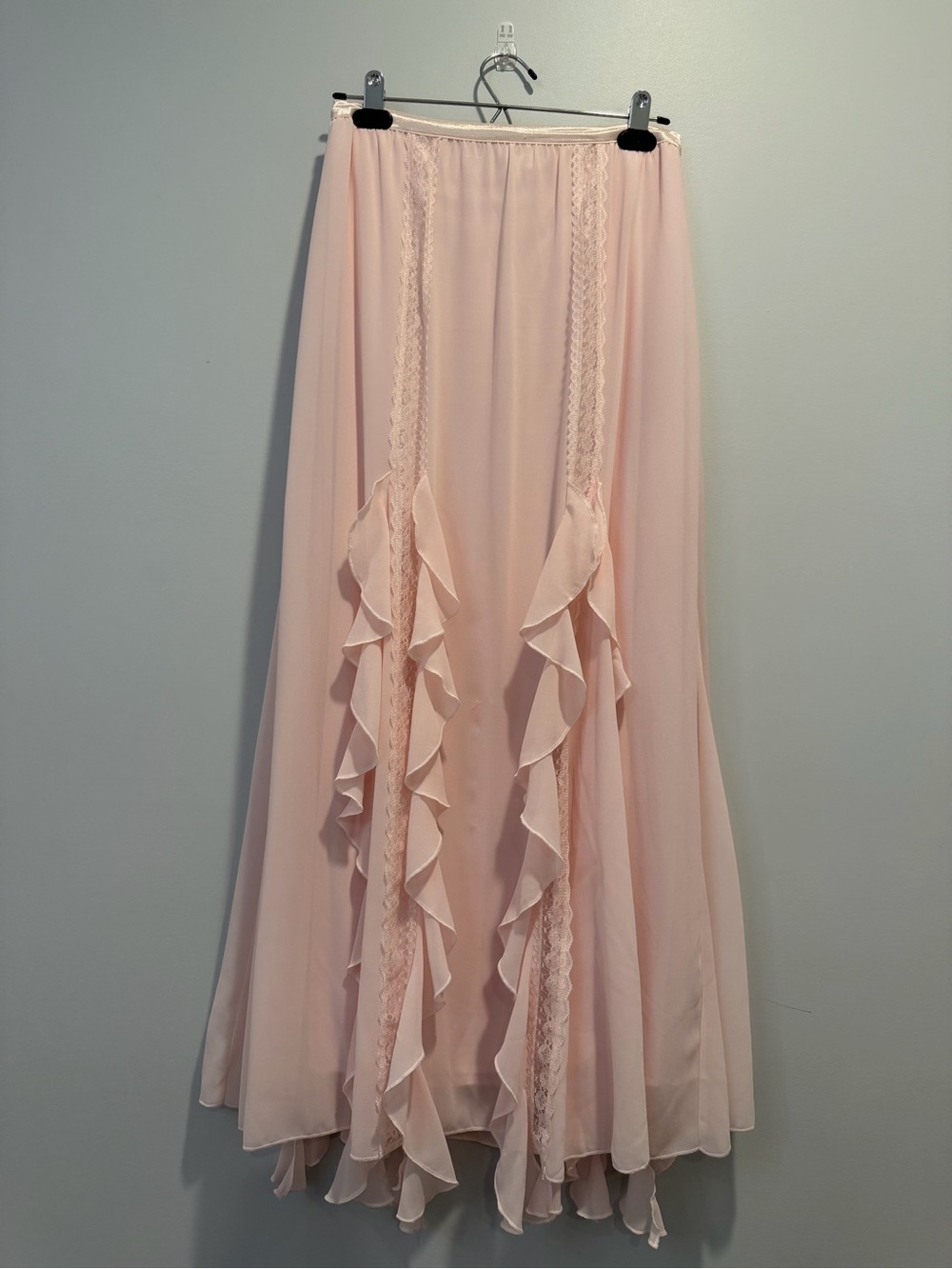 Soft Pink Ruffle Maxi Skirt